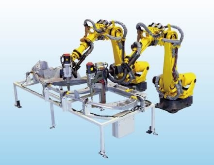 Bras robotique de Fanuc programmant longtemps pour l'installation élevée empilant le soudage par points